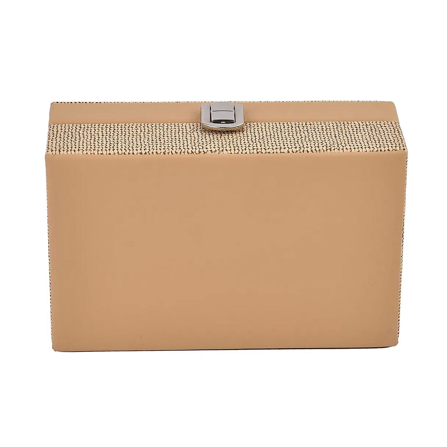 Red Woven Embossed Faux Leather Jewelry box with Mirror and Lock (6.5"x4.1"x2.4")