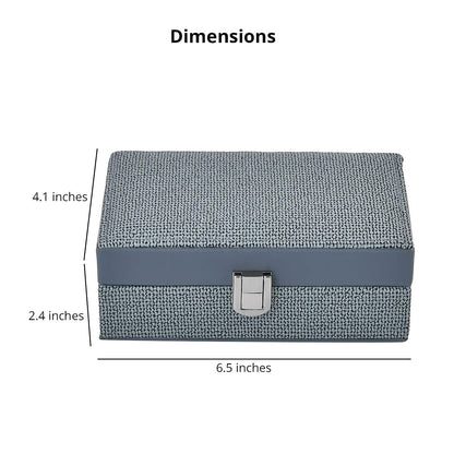 Red Woven Embossed Faux Leather Jewelry box with Mirror and Lock (6.5"x4.1"x2.4")