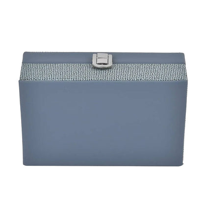 Red Woven Embossed Faux Leather Jewelry box with Mirror and Lock (6.5"x4.1"x2.4")