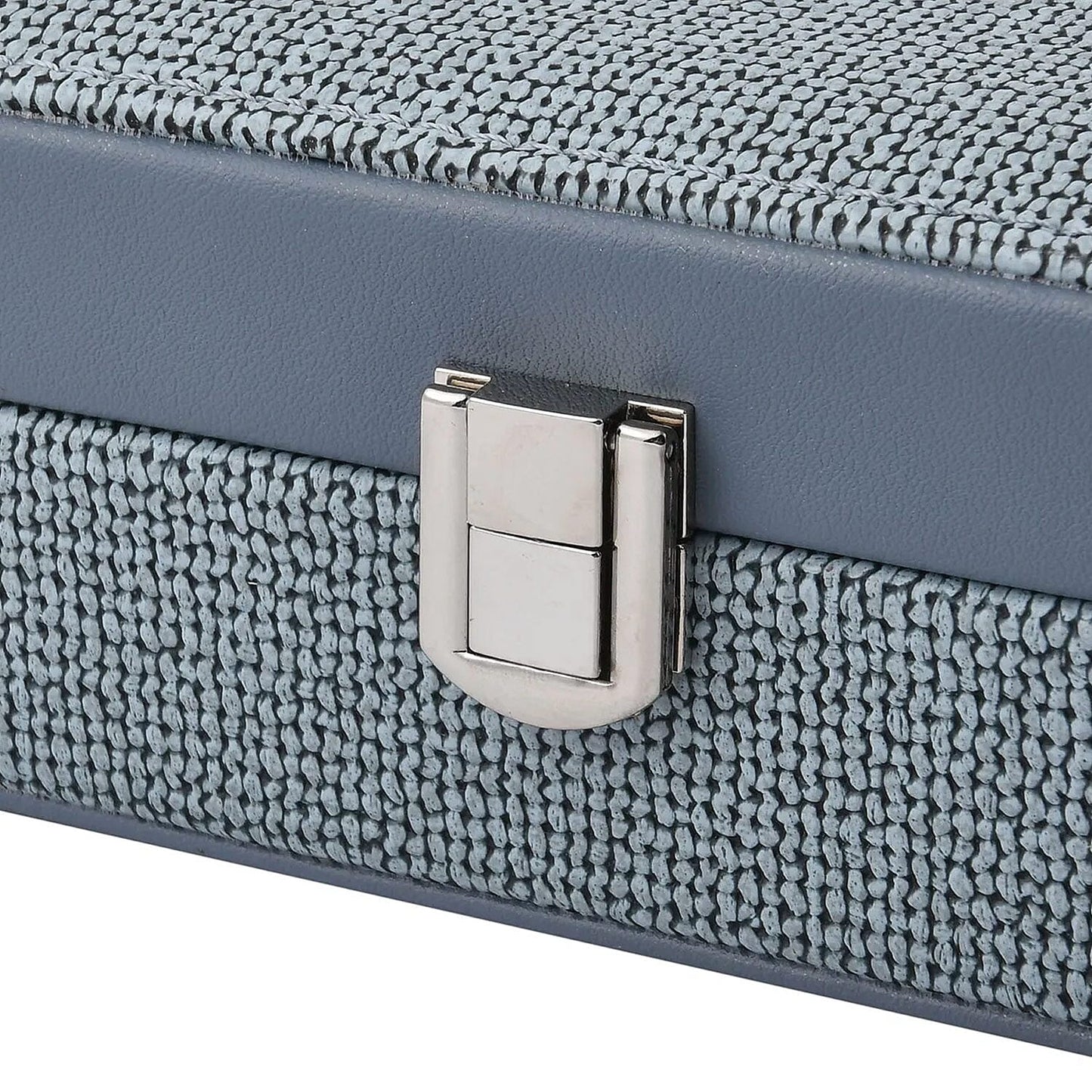 Red Woven Embossed Faux Leather Jewelry box with Mirror and Lock (6.5"x4.1"x2.4")