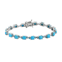 Sleeping Beauty Turquoise and Malgache Neon Apatite Bracelet in Platinum Over Sterling Silver (7.25 In) 10.15 ctw