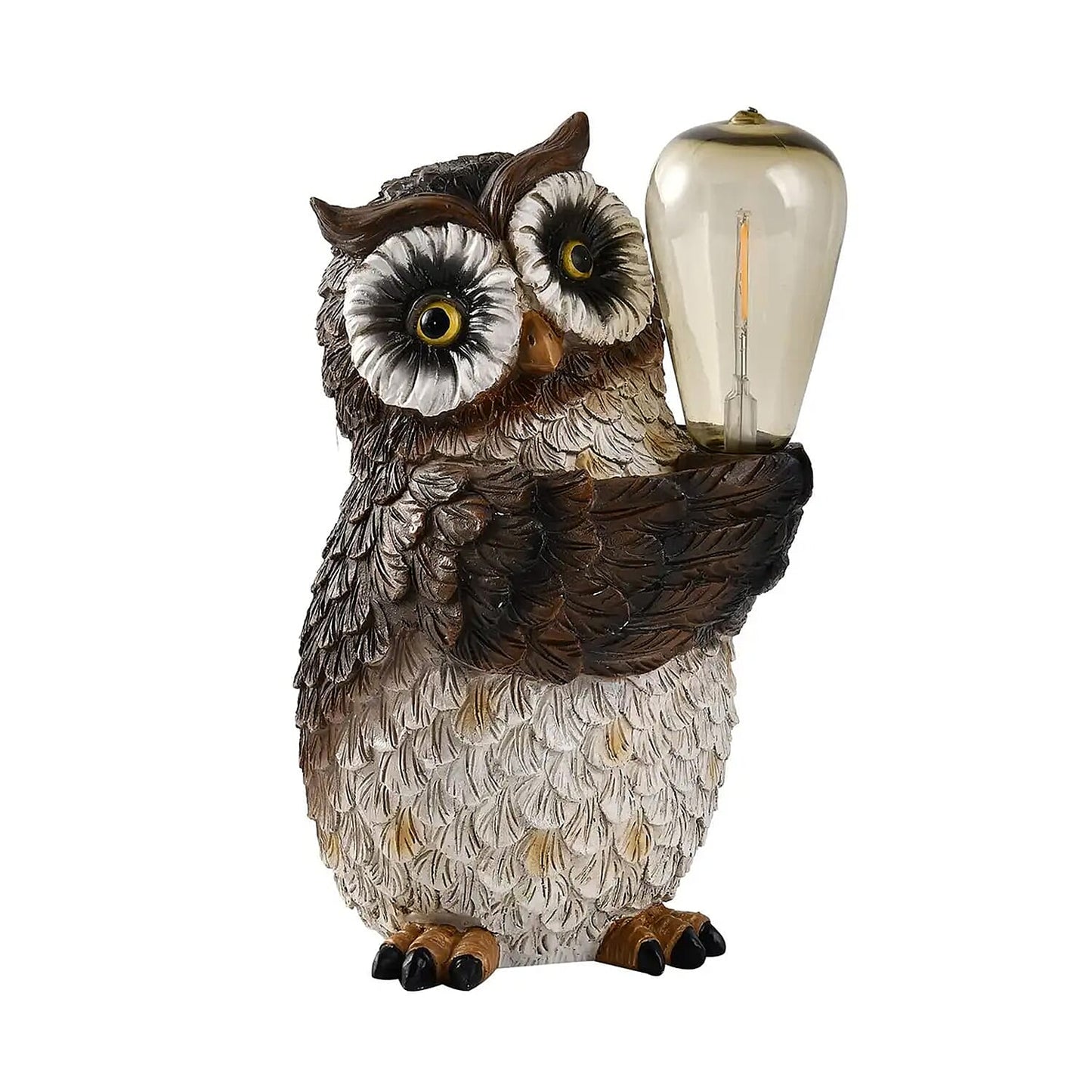 Polyresin Owl with Solar Lamp Bulb