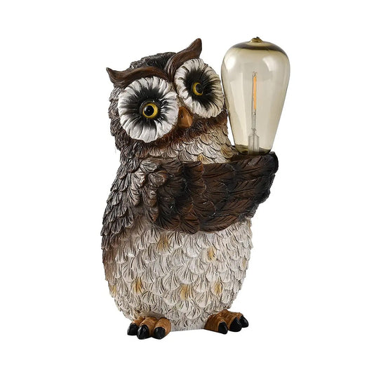 Polyresin Owl with Solar Lamp Bulb