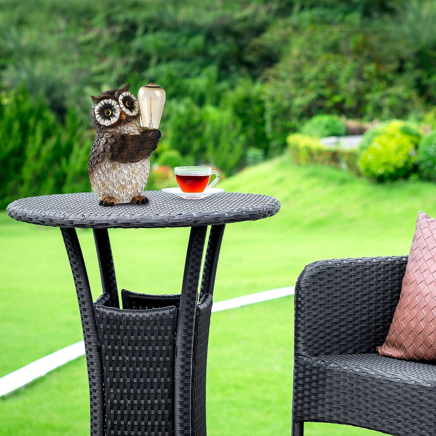 Polyresin Owl with Solar Lamp Bulb