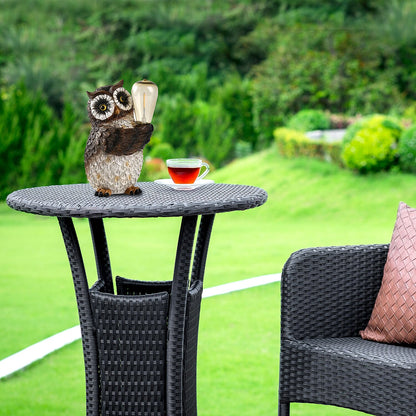 Polyresin Owl with Solar Lamp Bulb