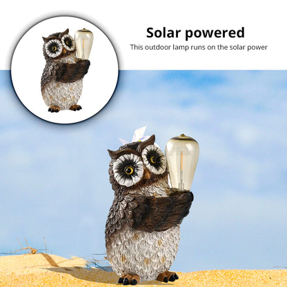 Polyresin Owl with Solar Lamp Bulb