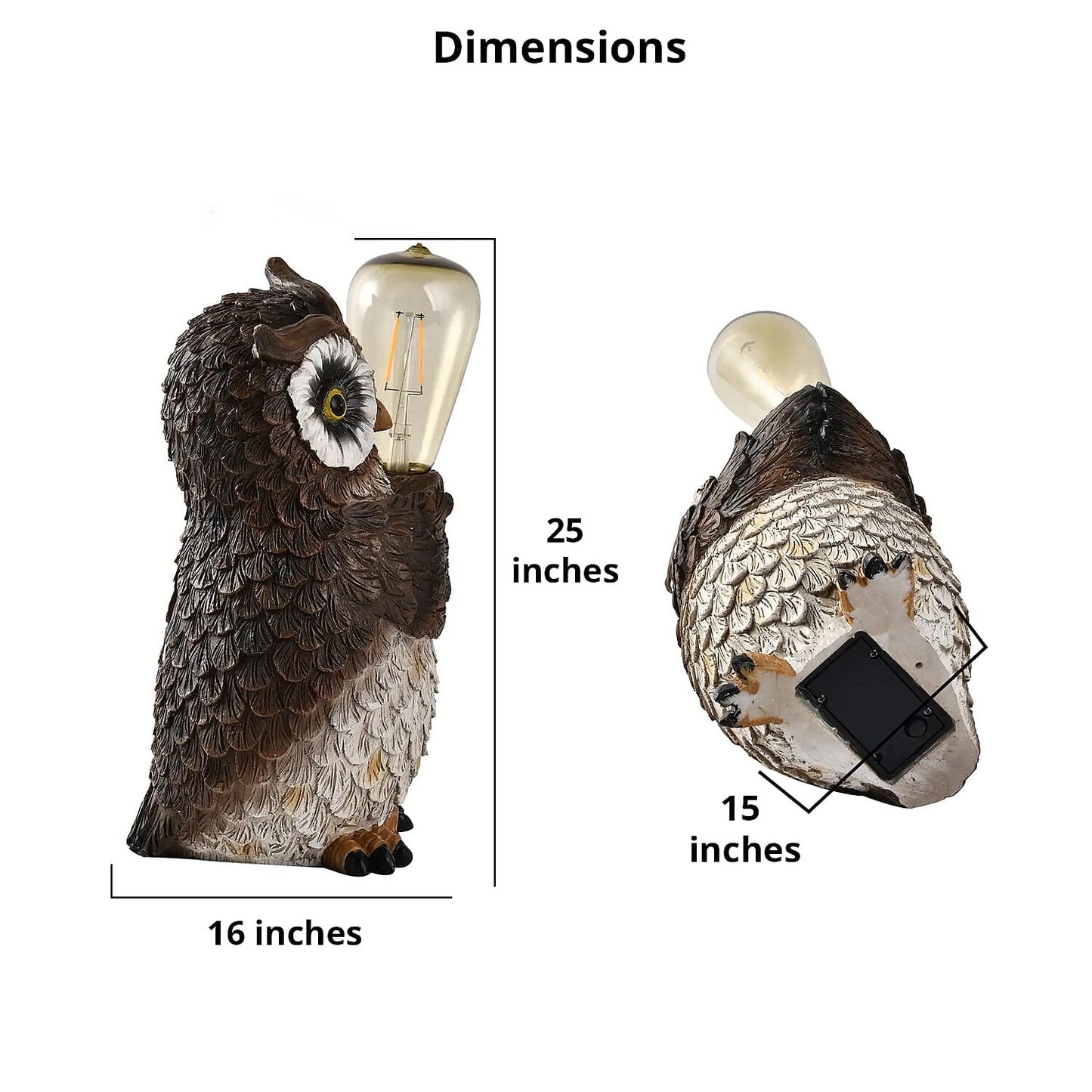 Polyresin Owl with Solar Lamp Bulb