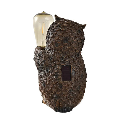 Polyresin Owl with Solar Lamp Bulb
