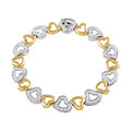 Closeout Diamond Bracelet in 14K Yellow Gold Plated Sterling Silver, Diamond Heart Bracelet (7.50 In) 1.00 ctw - Sticky add to cart bar