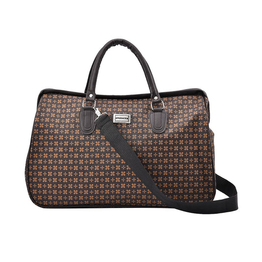 TLV Passage Coffee with Small Flower Print Travel Bag (18"x8.75"x13") with 43" Shoulder Strap