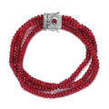 Doorbuster Niassa Ruby Three Layer Beaded Bracelet in Platinum Over Sterling Silver (7.25 In) 117.40 ctw - Sticky add to cart bar