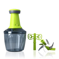 "Chopper Cum Blender Food Processor Size: 5.2(L)x5.24(W)x7.6(H) Inches Capacity: 950 ml Colour: Green"