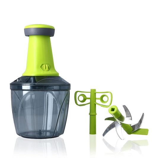 "Chopper Cum Blender Food Processor Size: 5.2(L)x5.24(W)x7.6(H) Inches Capacity: 950 ml Colour: Green"