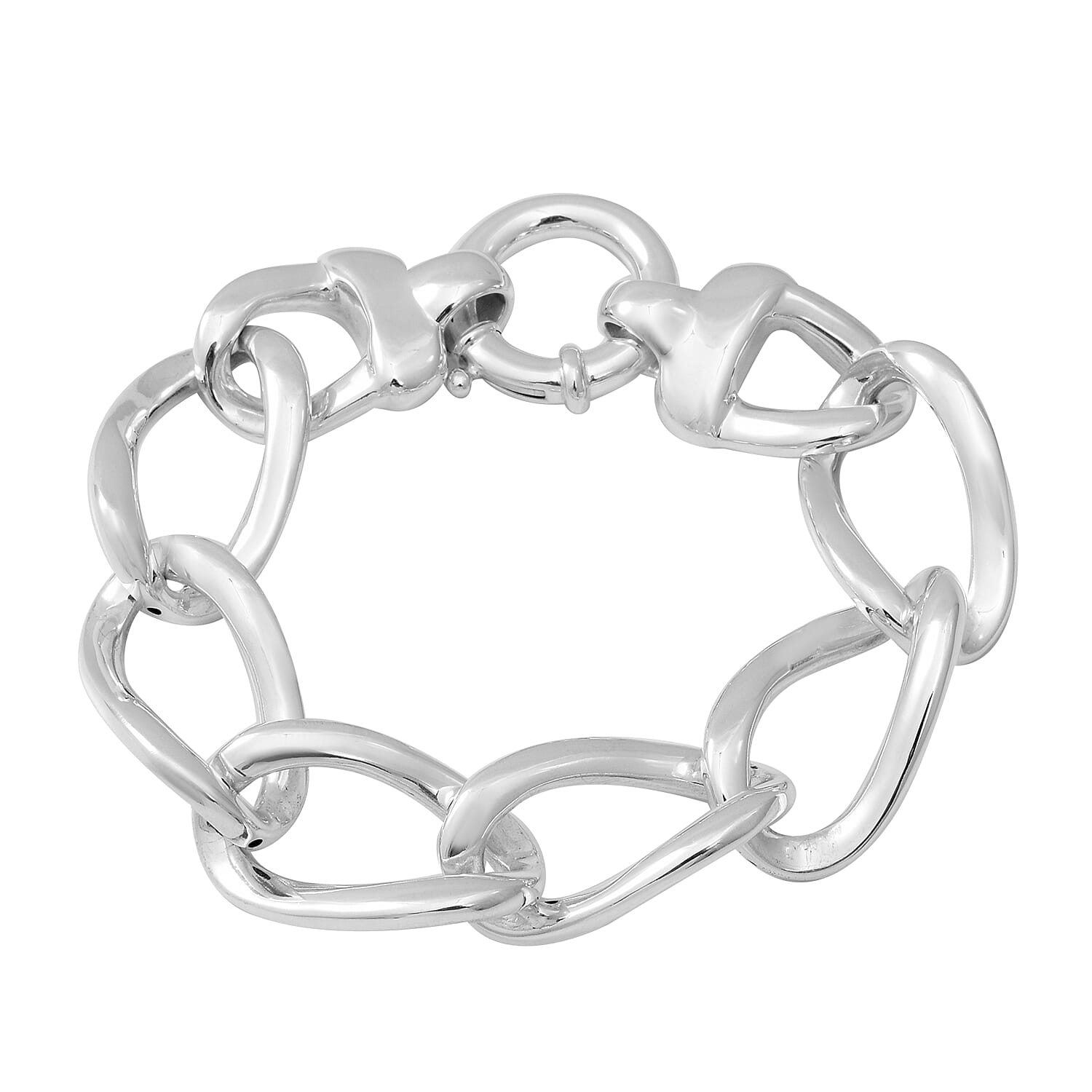 Becky’s Exclusive Pick Designer Inspired Oversized Spiral Wave Chain Link Sterling Silver Statement Bracelet (8.00 In) 22.60 Grams