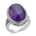 Chevron Amethyst Solitaire Ring in Stainless Steel (Size 10) 25.00 ctw - Sticky add to cart bar