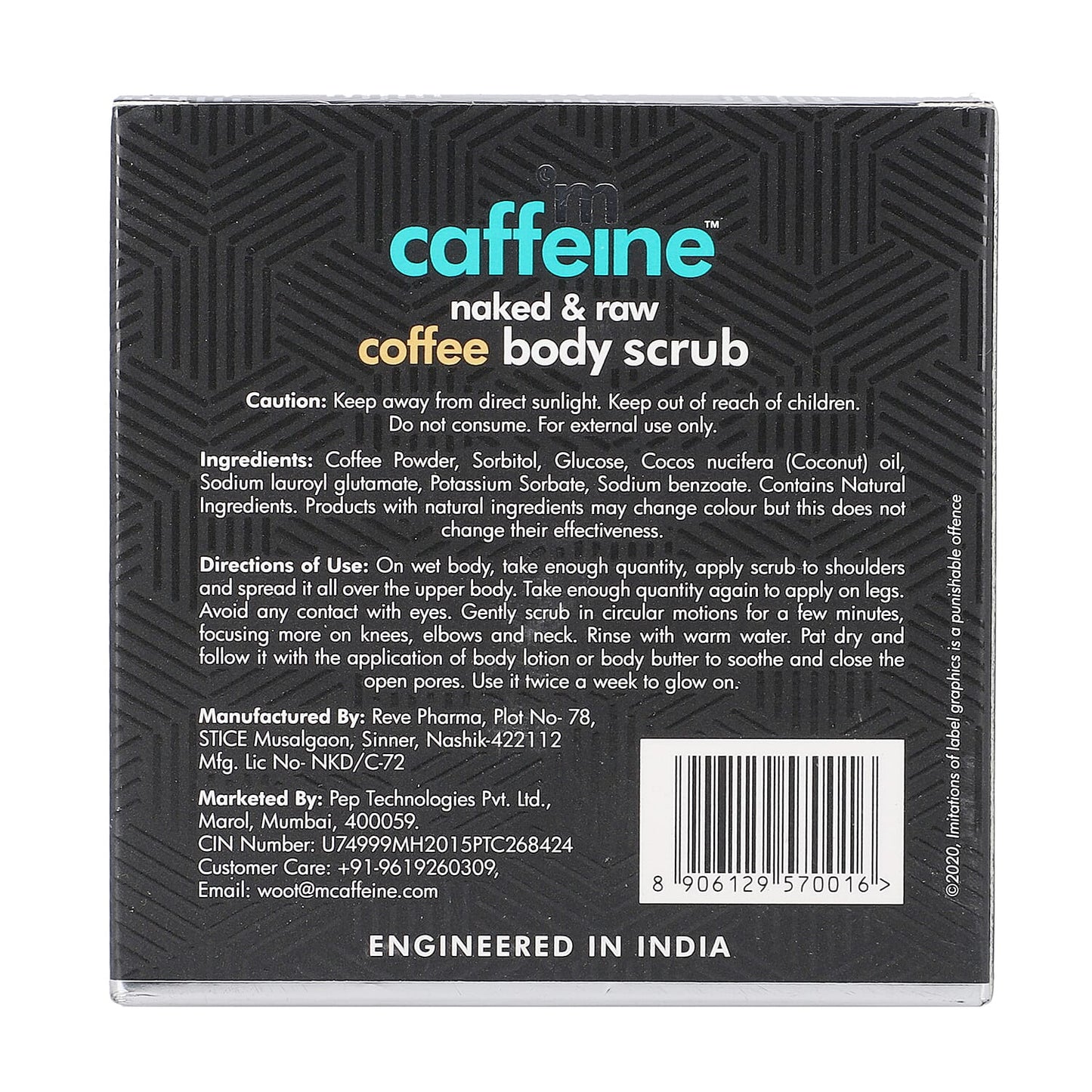 MCaffeine Naked & Raw Coffee Body Scrub with Coconut (100 g) 3.5oz