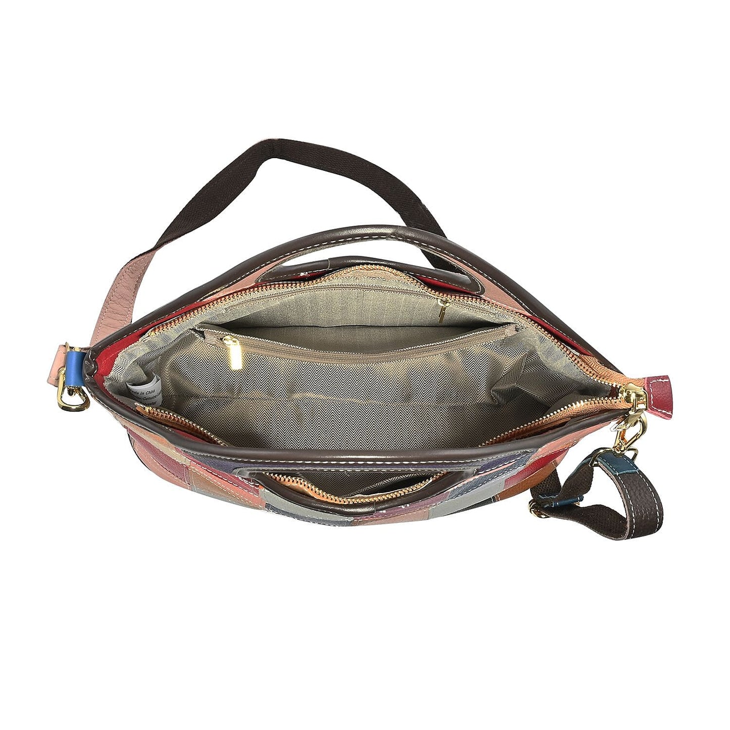 CHAOS Rainbow Solid Color Genuine Leather Convertible Tote Bag (12.5"x5.5"x8.5") with Long Shoulder Strap