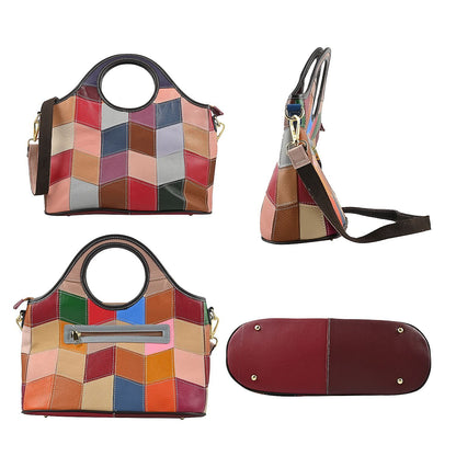 CHAOS Rainbow Solid Color Genuine Leather Convertible Tote Bag (12.5"x5.5"x8.5") with Long Shoulder Strap