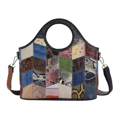 CHAOS Rainbow Solid Color Genuine Leather Convertible Tote Bag (12.5"x5.5"x8.5") with Long Shoulder Strap