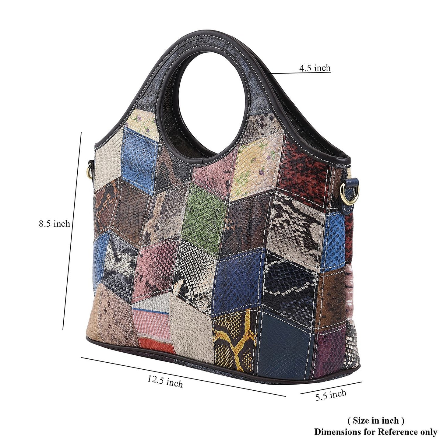 CHAOS Rainbow Solid Color Genuine Leather Convertible Tote Bag (12.5"x5.5"x8.5") with Long Shoulder Strap