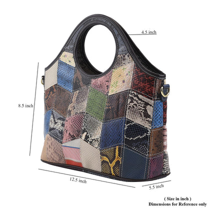 CHAOS Rainbow Solid Color Genuine Leather Convertible Tote Bag (12.5"x5.5"x8.5") with Long Shoulder Strap