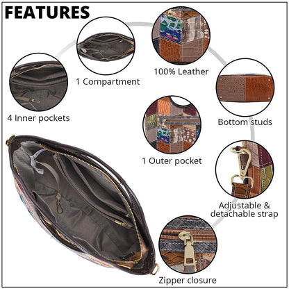 CHAOS Rainbow Solid Color Genuine Leather Convertible Tote Bag (12.5"x5.5"x8.5") with Long Shoulder Strap