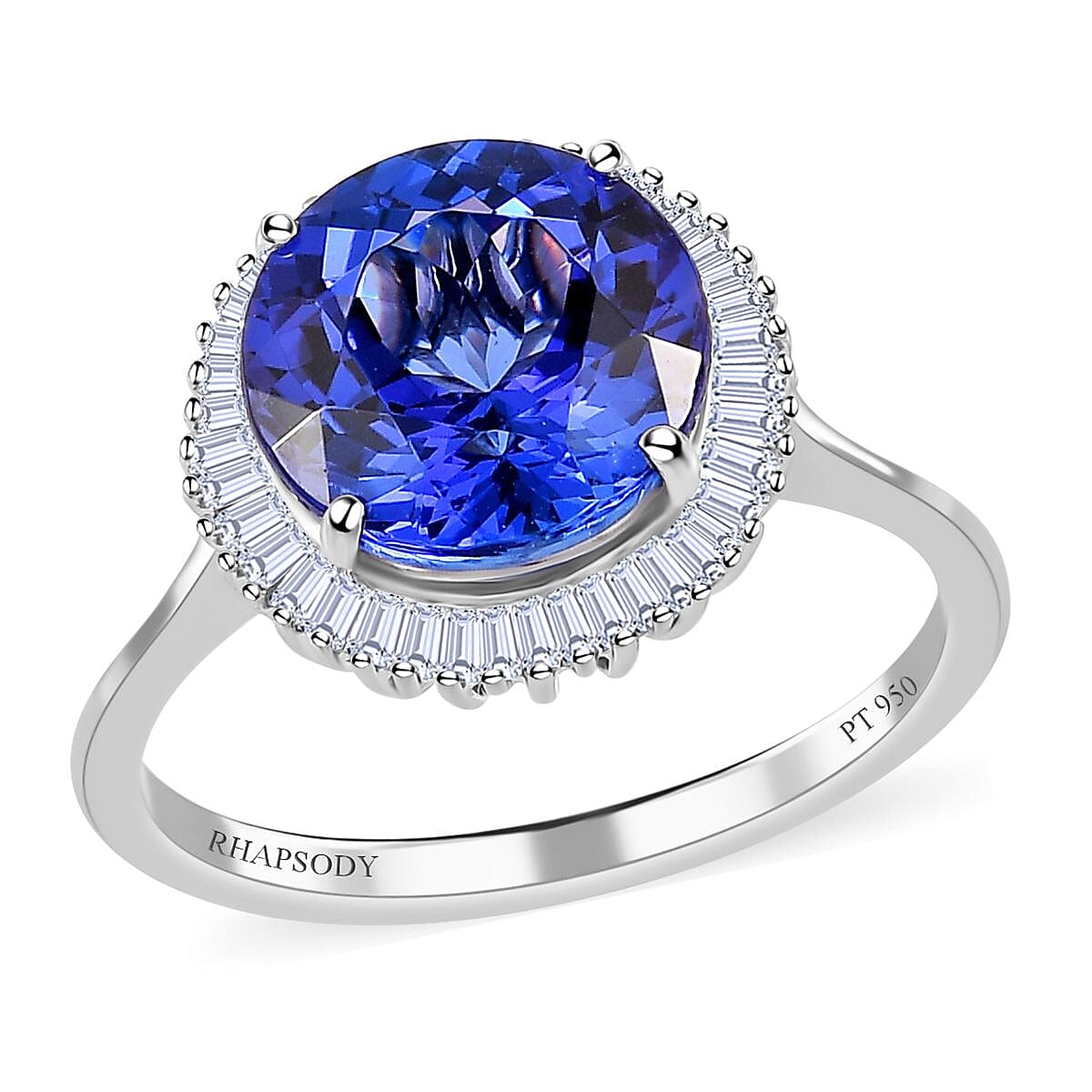 Doorbuster RHAPSODY 950 Platinum AAAA Tanzanite and E-F VS2 Diamond Ring 4.40 Grams 3.00 ctw