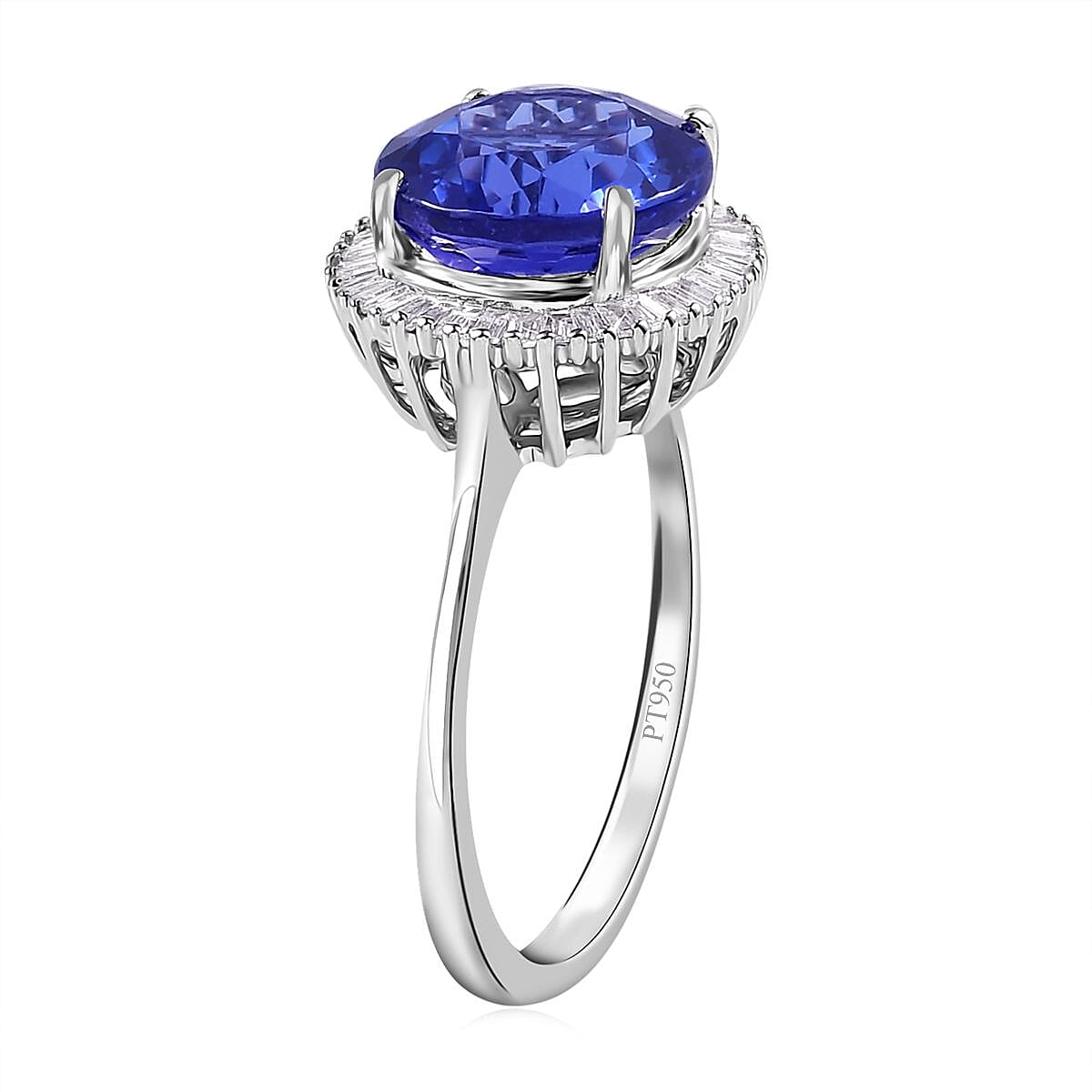 Doorbuster RHAPSODY 950 Platinum AAAA Tanzanite and E-F VS2 Diamond Ring 4.40 Grams 3.00 ctw