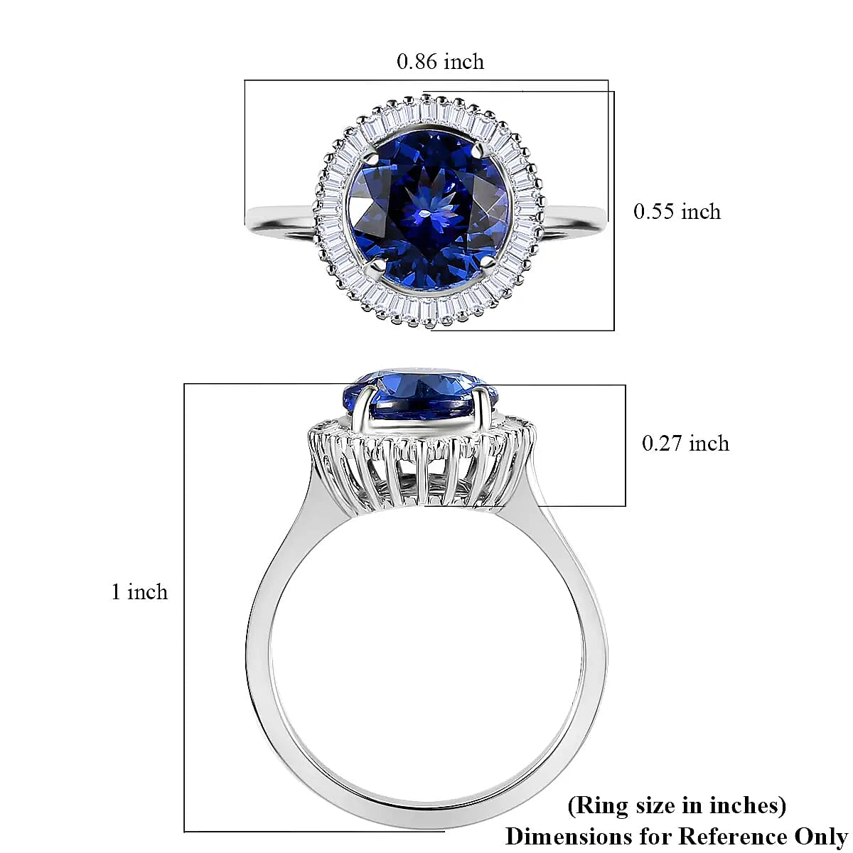 Doorbuster RHAPSODY 950 Platinum AAAA Tanzanite and E-F VS2 Diamond Ring 4.40 Grams 3.00 ctw