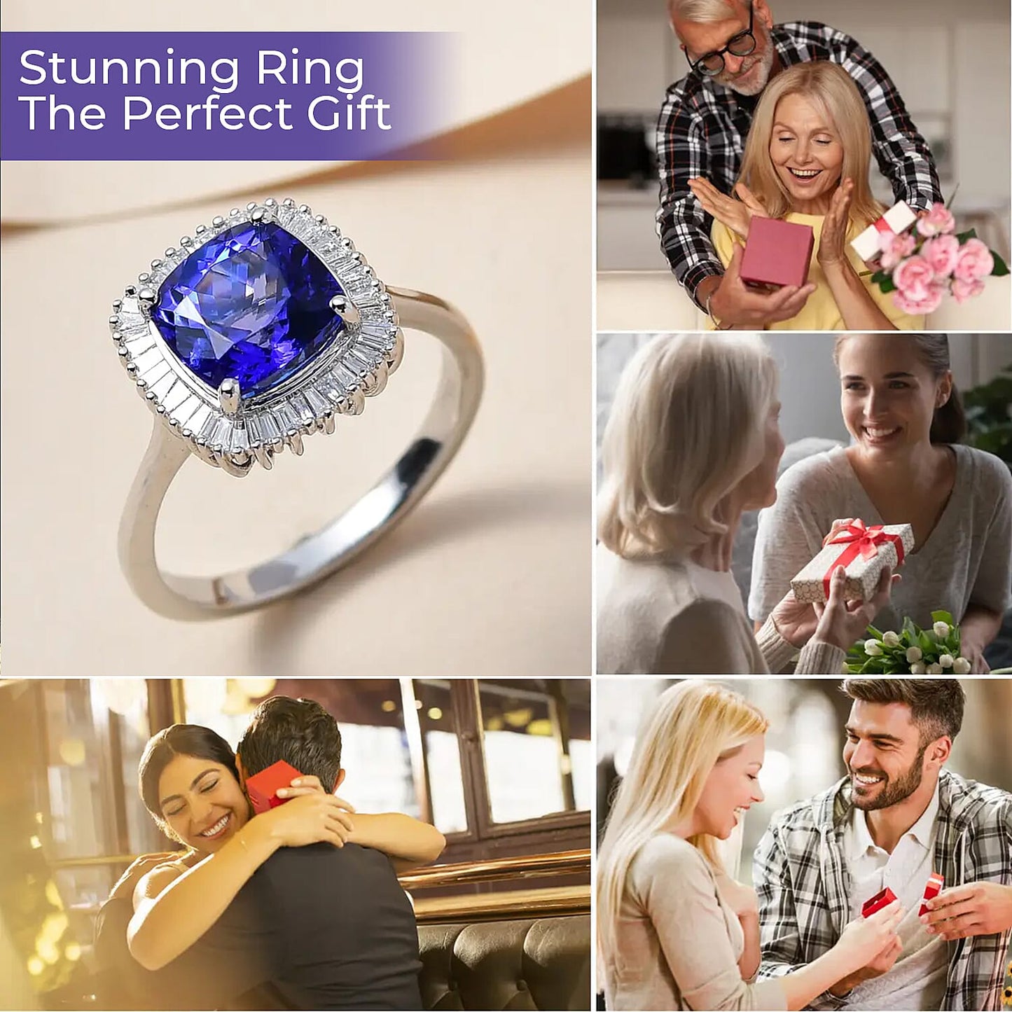 Doorbuster RHAPSODY 950 Platinum AAAA Tanzanite and E-F VS2 Diamond Ring 4.40 Grams 3.00 ctw