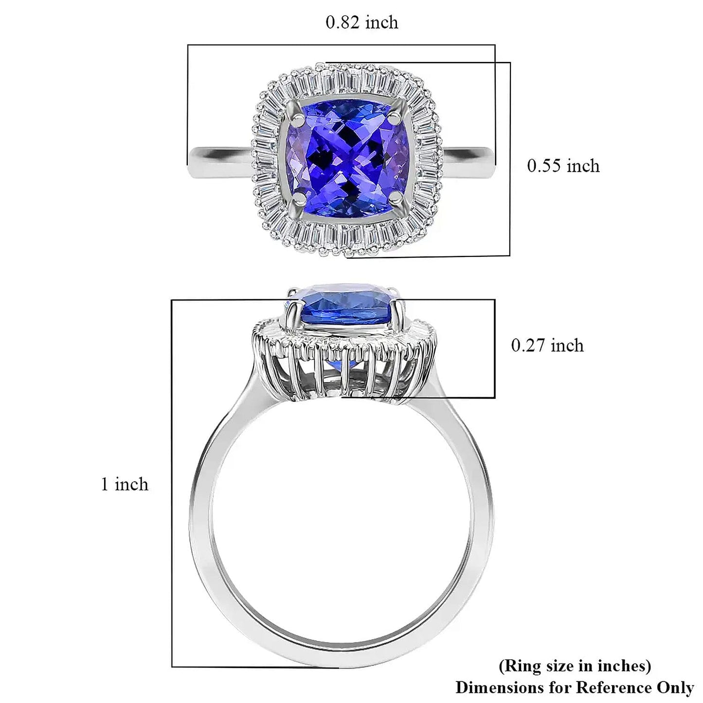 Doorbuster RHAPSODY 950 Platinum AAAA Tanzanite and E-F VS2 Diamond Ring 4.40 Grams 3.00 ctw