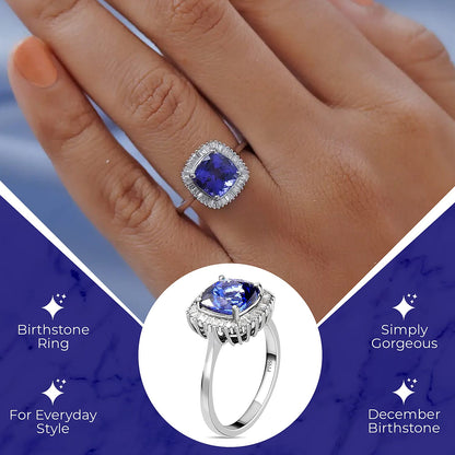 Doorbuster RHAPSODY 950 Platinum AAAA Tanzanite and E-F VS2 Diamond Ring 4.40 Grams 3.00 ctw