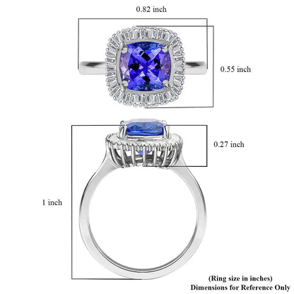 Doorbuster RHAPSODY 950 Platinum AAAA Tanzanite and E-F VS2 Diamond Ring 4.40 Grams 3.00 ctw