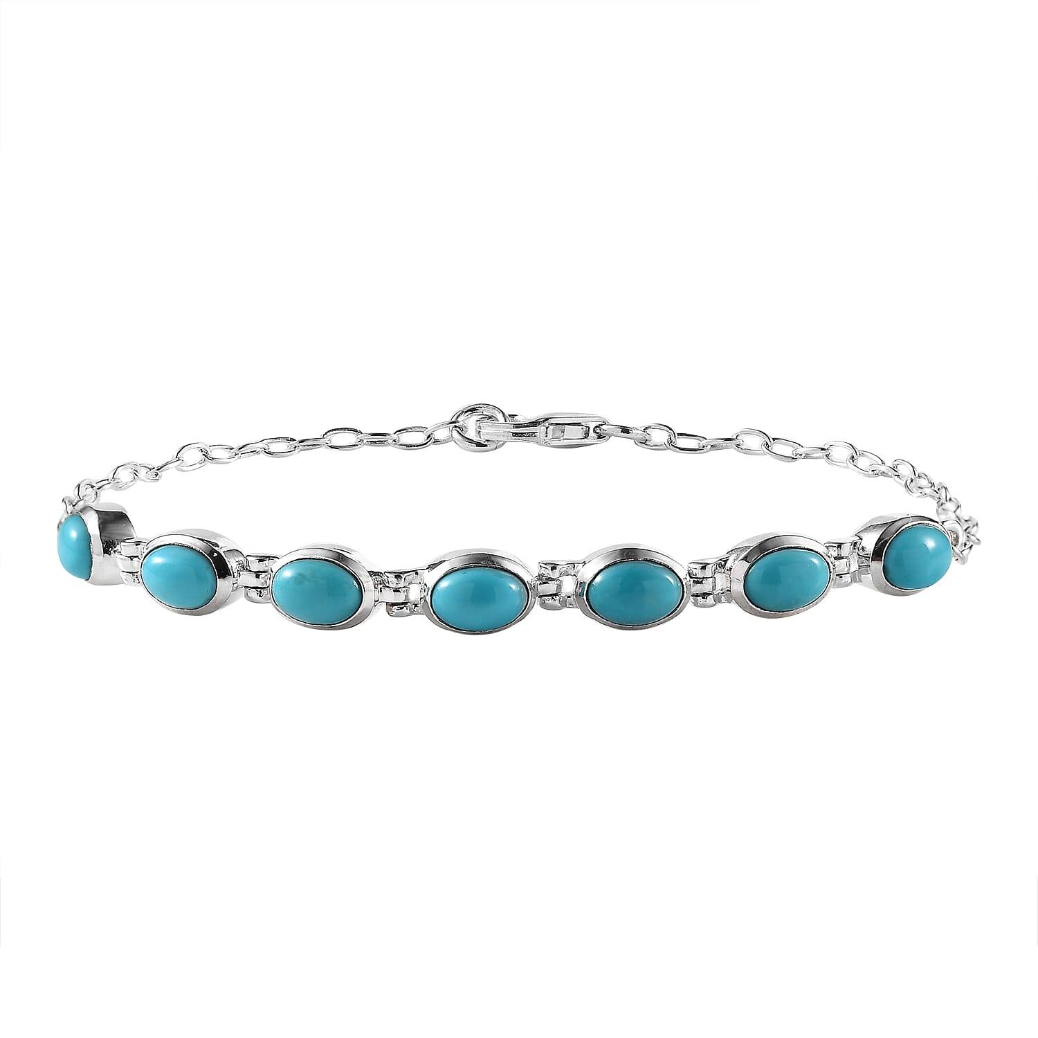 Sleeping Beauty Turquoise Bracelet in Sterling Silver (7.25 In) 3.15 ctw