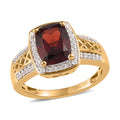 Mozambique Garnet, Natural White Zircon Ring in Vermeil YG Over Sterling Silver (Size 10.0) 2.75 ctw - Sticky add to cart bar
