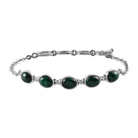 African Malachite Bracelet in Stainless Steel (6.50 In) 10.85 ctw , Tarnish-Free, Waterproof, Sweat Proof Jewelry