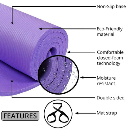 Pink Moisture Resistant NBR Yoga Mat with Strap (74.02"x24.02"x0.5")
