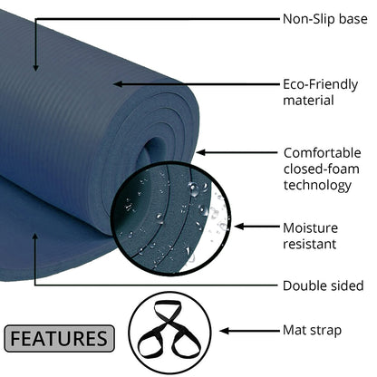 Pink Moisture Resistant NBR Yoga Mat with Strap (74.02"x24.02"x0.5")