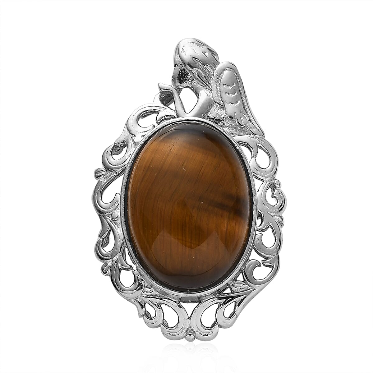 African Malachite Solitaire Pendant in Platinum Over Copper with Magnet 14.50 ctw