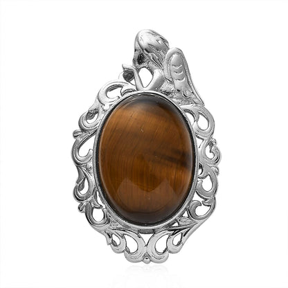 African Malachite Solitaire Pendant in Platinum Over Copper with Magnet 14.50 ctw