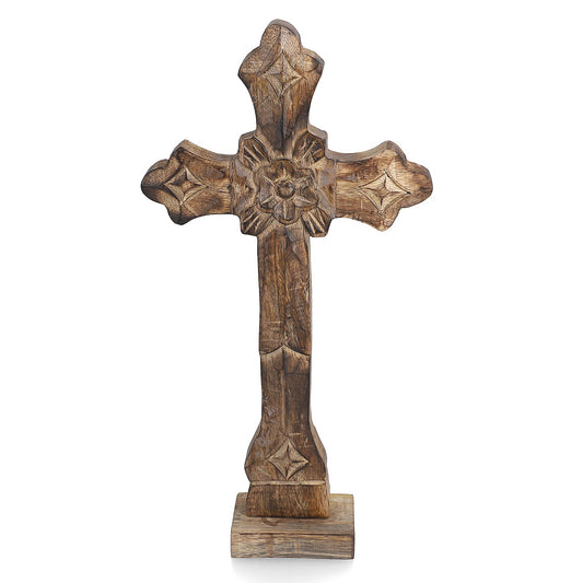 NAKKASHI Bronze Color Wooden Handcrafted Decorative Cross (7"x12")