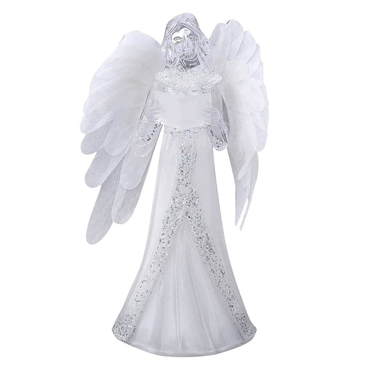 White Little fiber Angel-Holding Books (4.72"x3.74"x8.66")