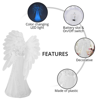 White Little fiber Angel-Holding Books (4.72"x3.74"x8.66")