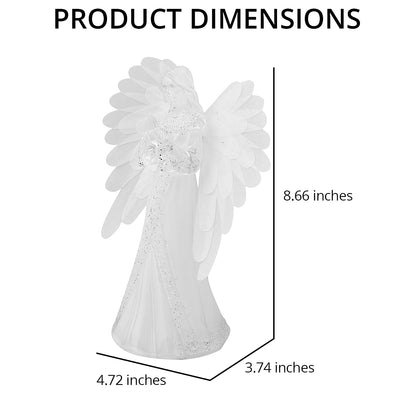 White Little fiber Angel-Holding Books (4.72"x3.74"x8.66")