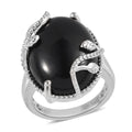 KARIS Black Onyx Solitaire Ring in Platinum Bond (Size 10.0) 14.10 ctw - Sticky add to cart bar