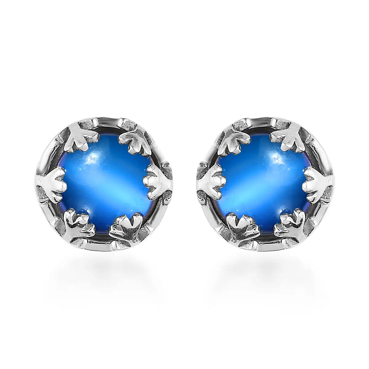 Aurora Moonstone Earrings, Solitaire Stud Earrings, Moonstone Studs, Sterling Silver Earrings 3.00 ctw