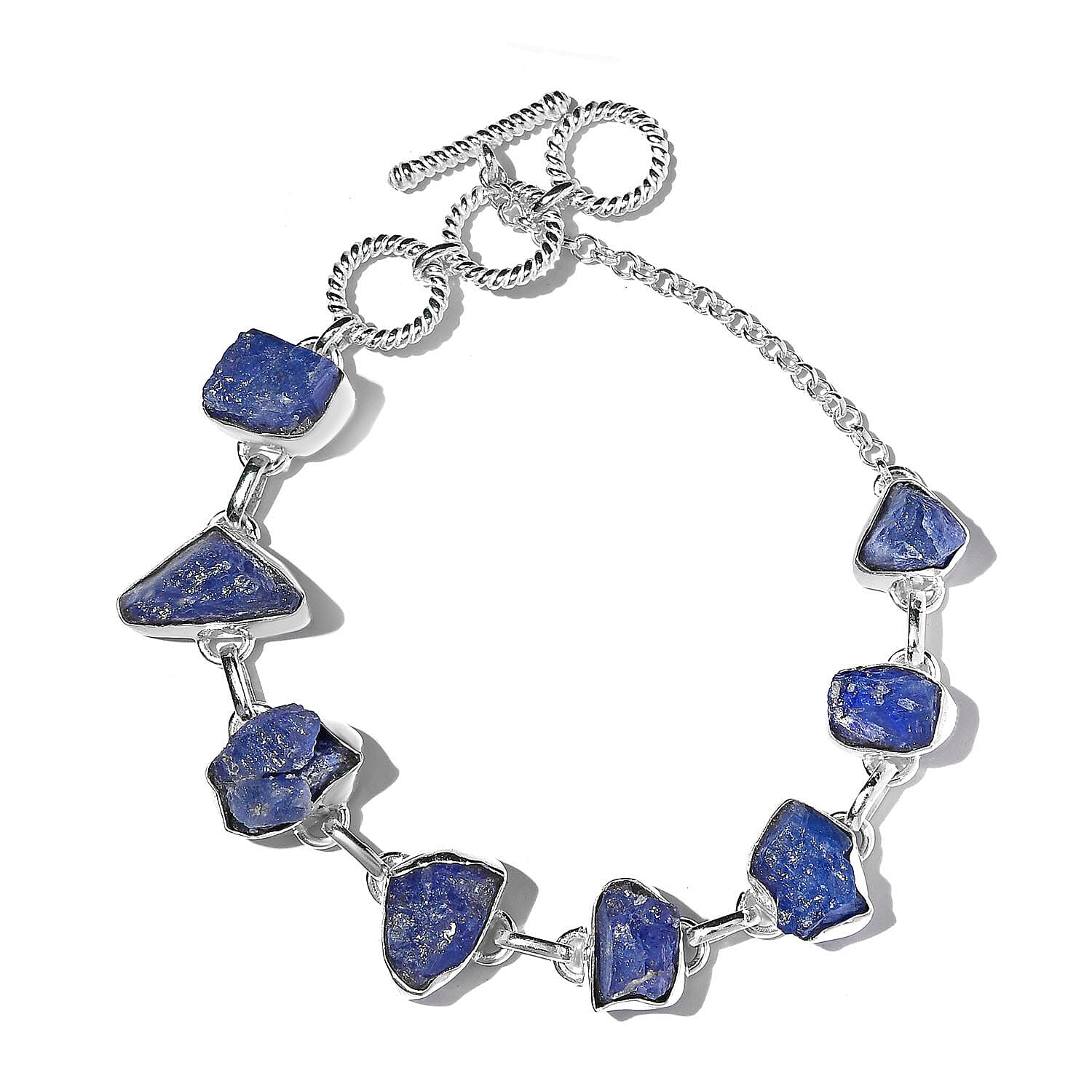 rtisan Crafted Rough Cut Tanzanite Toggle Clasp Bracelet in Sterling Silver (7.25 In) 10 Grams 30.00 ctw