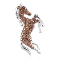 Natural Champagne Diamond Accent Horse Pendant in Sterling Silver