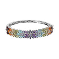 Multi Gemstone Bangle Bracelet in Platinum Over Sterling Silver (6.50 In) 11.00 ctw - Sticky add to cart bar