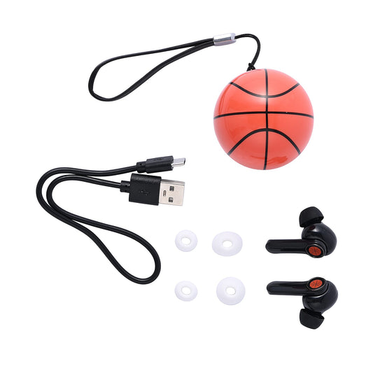 White and Red Bluetooth Wireless Ball Shape Earbuds with Charging Box (10x3.4 mm)